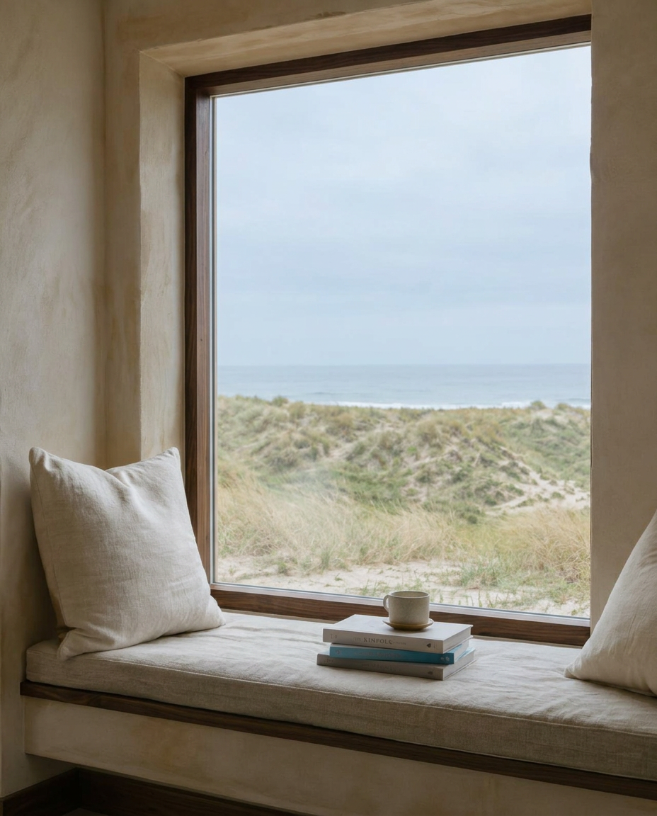 Fenstersitz mit Blick auf die Dünen